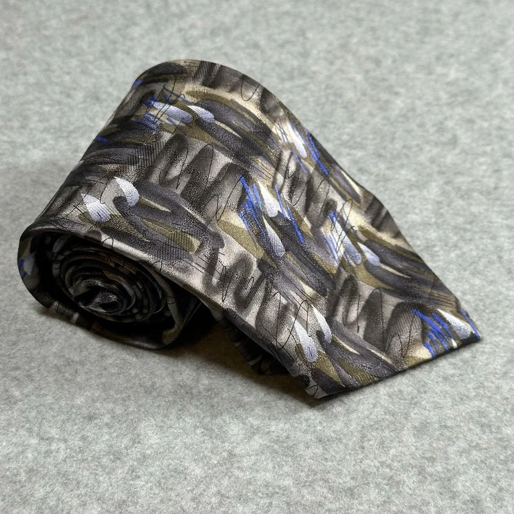 J Garcia Collection 15 Abstract Brown Blue Silk Tie Vintage‎ USA 